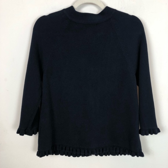 BODEN Thick Navy 100% Cotton Ruffle Jacket size 12 - Picture 7 of 12